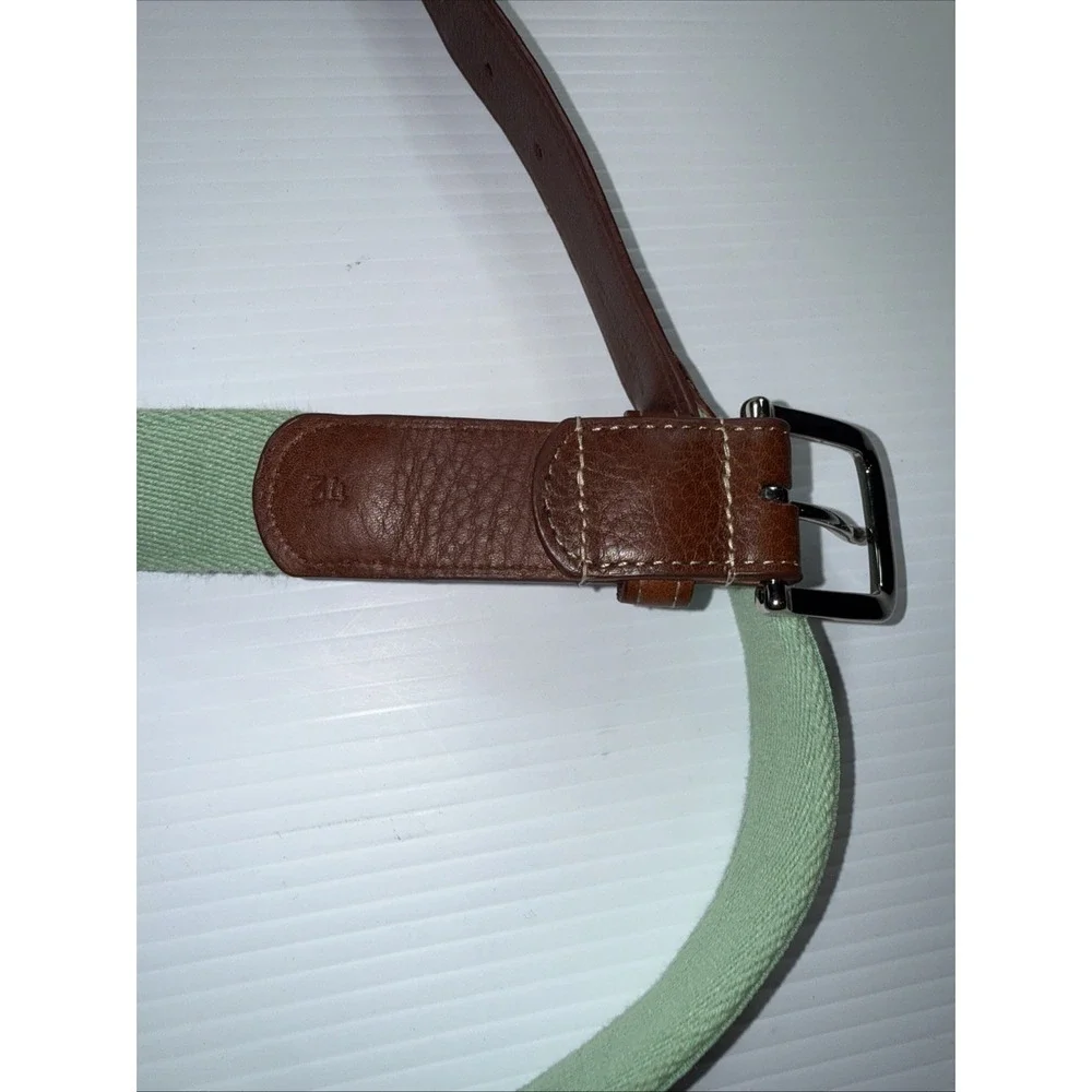 Donald Ross Green Brown Leather Canvas  Belt 34